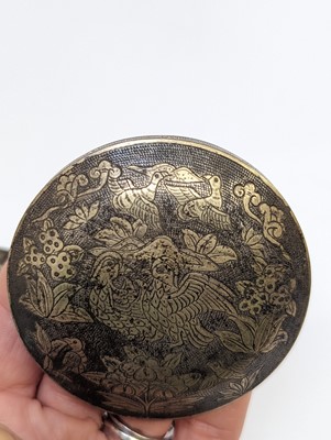 Lot 114 - A CHINESE PARCEL-GILT SILVER 'MANDARIN DUCK' BOX AND COVER
