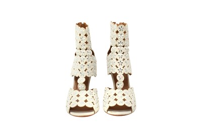 Lot 2 - Alaia White Caged Open Toe Heeled Boot - Size 41