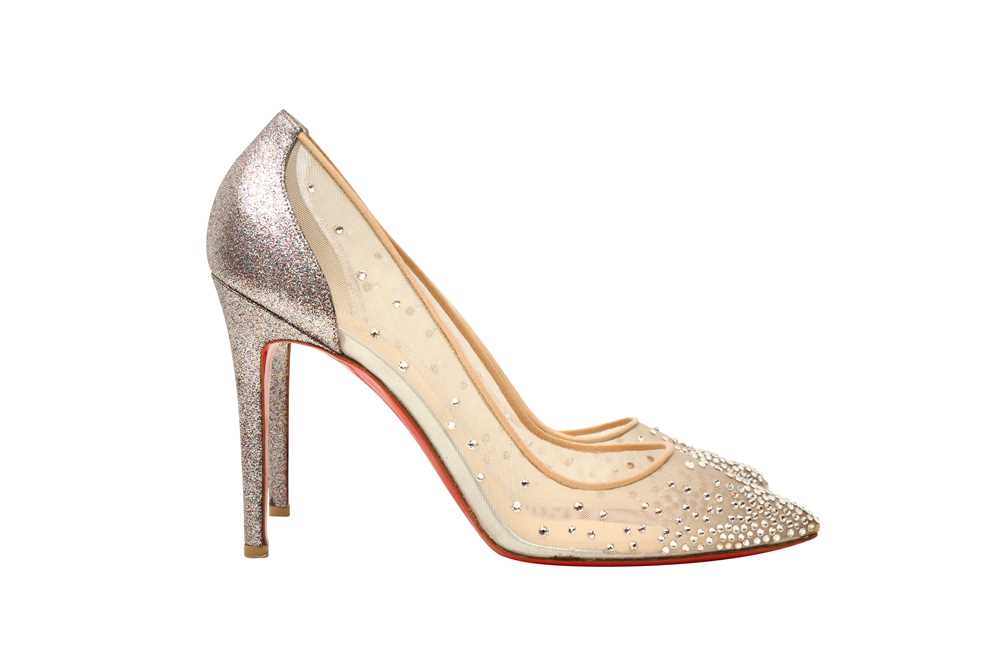 Lot 480 - Christian Louboutin Nude Follies Strass Heeled Pump - Size 41