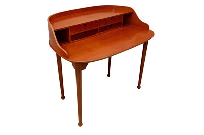 Lot 355 - A MAPLE CURVED DESK AND CHAIR