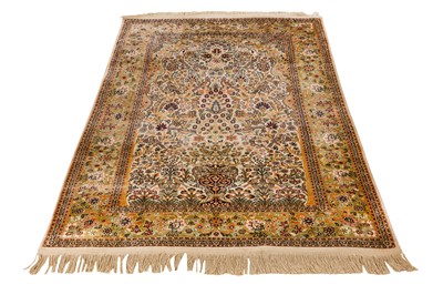 Lot 360 - A VERY FINE SILK INDIAN PRAYER RUG