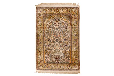 Lot 360 - A VERY FINE SILK INDIAN PRAYER RUG