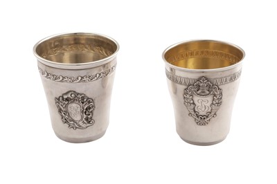 Lot 3 - TWO LATE 19TH / EARLY 20TH CENTURY FRENCH 950 STANDARD SILVER BEAKERS