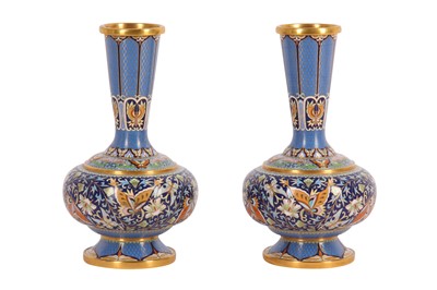 Lot 292 - A PAIR OF CHINESE CLOISONNE ENAMEL VASES