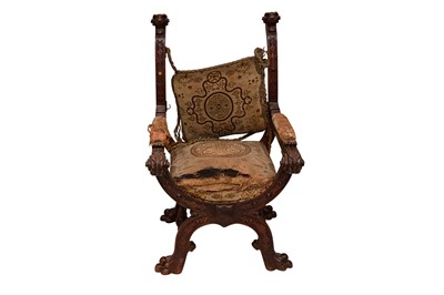 Lot 428 - AN OAK DAGOBERT ARMCHAIR