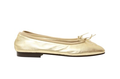 Lot 378 - Chanel Gold CC Ballet Flat - Size 39