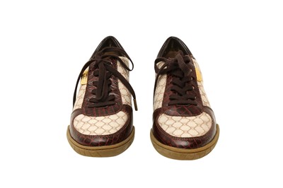 Lot 44 - Celine Brown Triomphe Monogram Sneaker - Size UK 5