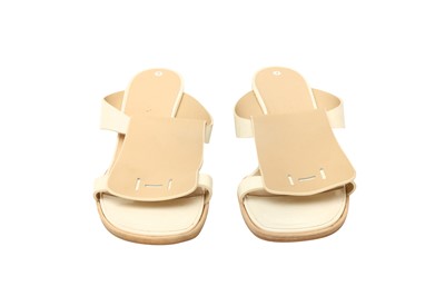 Lot 243 - Hermes Cream H Heeled Mule - Size 40