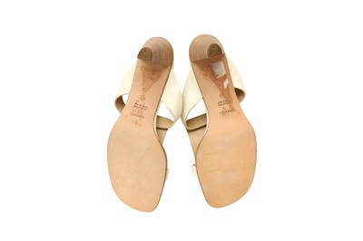 Lot 243 - Hermes Cream H Heeled Mule - Size 40