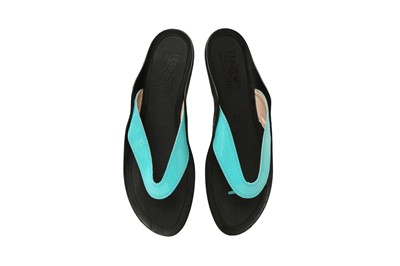 Lot 4 - Salvatore Ferragamo Teal Thong Flip Flop - Size UK 6