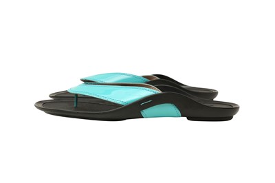 Lot 4 - Salvatore Ferragamo Teal Thong Flip Flop - Size UK 6