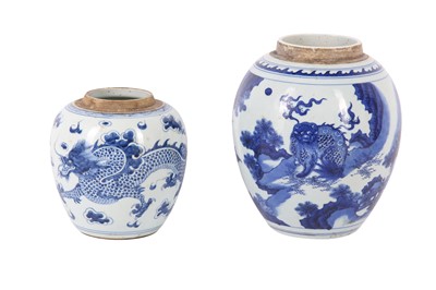 Lot 279 - TWO CHINESE BLUE AND WHITE JARS, 19TH/20TH CENTURY
