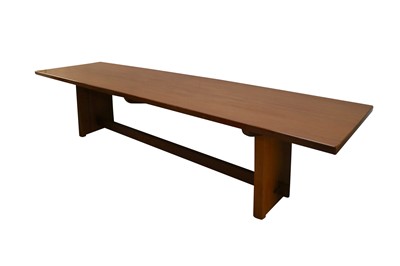 Lot 385 - A LARGE CONTEMPORARY EXOTIC HARDWOOD REFECTORY TABLE