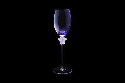 Lot 121 - Versace Rosenthal Purple Medusa Lumiere Wine Glasses