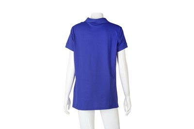 Lot 357 - Moncler Blue Silk Maglia Floral Polo Shirt - Size XL
