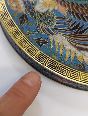 Lot 279 - A PAIR OF CHINESE GILT-BRONZE CLOISONNÉ ENAMEL 'PHOENIX' MIRRORS