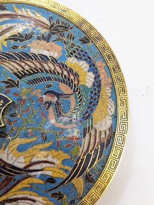 Lot 279 - A PAIR OF CHINESE GILT-BRONZE CLOISONNÉ ENAMEL 'PHOENIX' MIRRORS