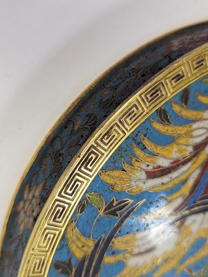 Lot 279 - A PAIR OF CHINESE GILT-BRONZE CLOISONNÉ ENAMEL 'PHOENIX' MIRRORS