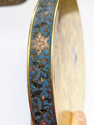 Lot 279 - A PAIR OF CHINESE GILT-BRONZE CLOISONNÉ ENAMEL 'PHOENIX' MIRRORS