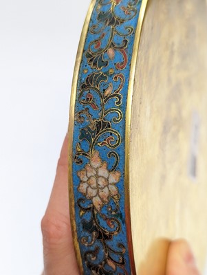 Lot 279 - A PAIR OF CHINESE GILT-BRONZE CLOISONNÉ ENAMEL 'PHOENIX' MIRRORS