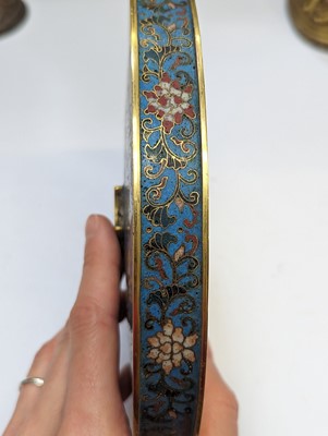 Lot 279 - A PAIR OF CHINESE GILT-BRONZE CLOISONNÉ ENAMEL 'PHOENIX' MIRRORS