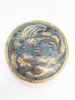 Lot 279 - A PAIR OF CHINESE GILT-BRONZE CLOISONNÉ ENAMEL 'PHOENIX' MIRRORS