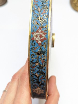 Lot 279 - A PAIR OF CHINESE GILT-BRONZE CLOISONNÉ ENAMEL 'PHOENIX' MIRRORS