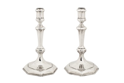 Lot 306 - A pair of Elizabeth II sterling silver candlesticks, London 1961 by C. J. Vander