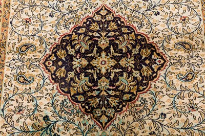 Lot 52 - A VERY FINE SILK QUM RUG, CENTRAL PERSIA