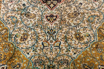 Lot 52 - A VERY FINE SILK QUM RUG, CENTRAL PERSIA