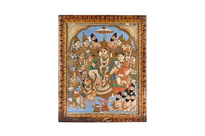 Lot 132 - A LARGE ENTHRONEMENT SCENE WITH LORD RAMA AND HIS CONSORT SITA (RAMA DURBAR)