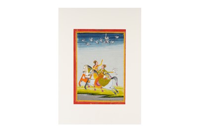 Lot 168 - A FALCONRY SCENE: TWO COURTLY LADIES HUNTING