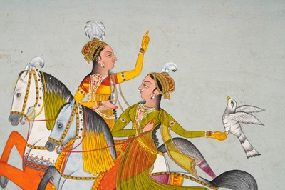 Lot 168 - A FALCONRY SCENE: TWO COURTLY LADIES HUNTING