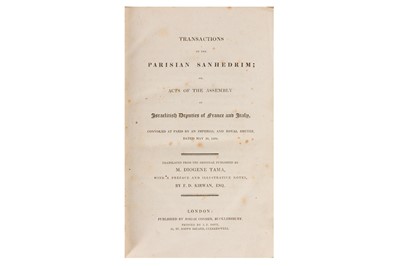 Lot 26 - Judaica. Transactions of the Parisian Sanhedrim; [1807]