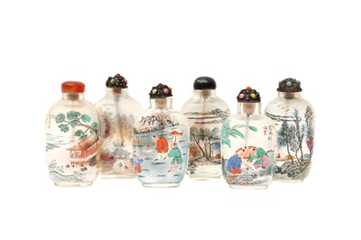 Lot 919 - SIX CHINESE INSIDE-PAINTED SNUFF BOTTLES