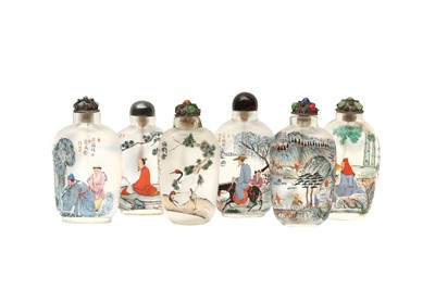 Lot 918 - SIX CHINESE INSIDE-PAINTED SNUFF BOTTLES