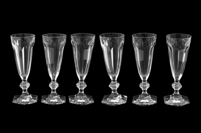 Lot 189 - A SET OF SIX BACCARAT CRYSTAL CHAMPAGNE FLUTES