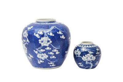Lot 552 - TWO CHINESE BLUE AND WHITE 'PRUNUS' JARS