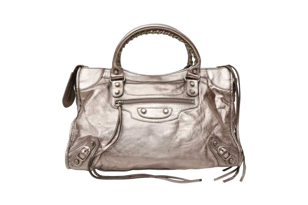 Lot 497 - Balenciaga Metallic Pewter Motorcycle Bag