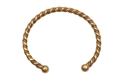 Lot 100 - 9CT GOLD TWO-BALL ROPE BANGLE, CIRCA 1956