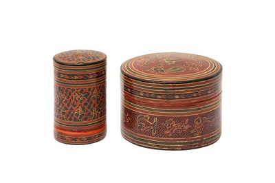 Lot 696 - TWO BURMESE LACQUER BETEL BOXES AND COVERS