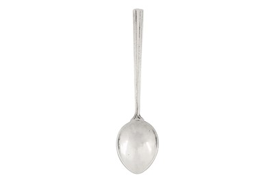 Lot 251 - A George V ‘Arts and Crafts’ sterling silver spoon, London 1919 by Omar Ramsden (1873-1939)