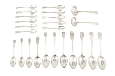 Lot 261 - A MIXED GROUP OF GEORGE III AND LATER STERLING SILVER FLATWARE