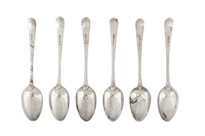 Lot 292 - A set of six George III sterling silver tablespoons, London 1789 by Hester Bateman