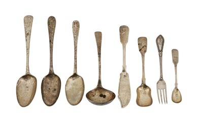 Lot 162 - A MIXED GROUP OF GEORGE I AND LATER STERLING SILVER FLATWARE