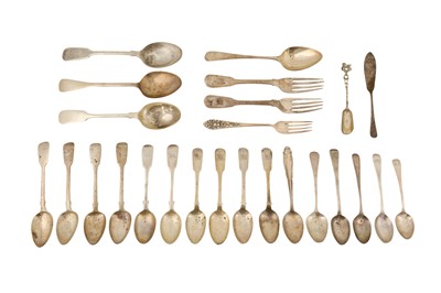 Lot 226 - A MIXED GROUP OF GEORGE III AND LATER STERLING SILVER FLATWARE