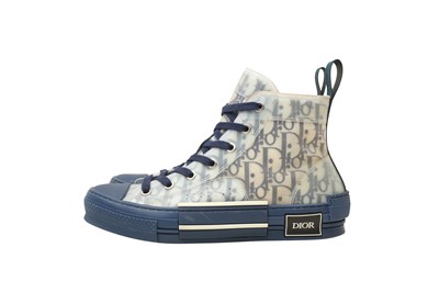 Lot 113 - Christian Dior Bleu B23 Oblique High Top Sneaker - Size 37