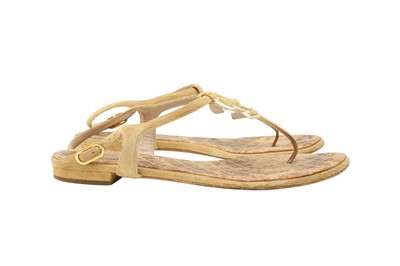 Lot 289 - Chanel Beige CC Thong Flat Sandal - Size 39.5
