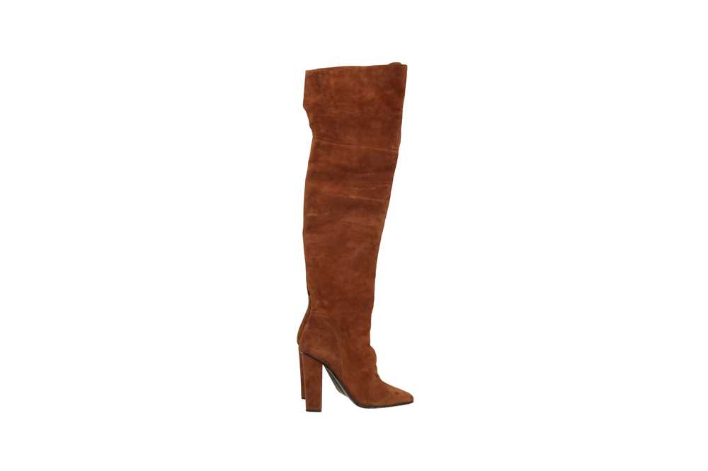 Lot 179 - Giuseppe Zanotti Brown Alabama Thigh High Heeled Boot - Size 39