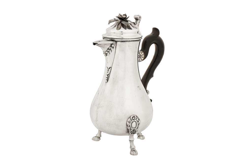 Lot 240 - A late 18th century Maltese silver coffee pot, circa 1770 by Giuseppe Farrugia (reg. 19th Nov 1768)